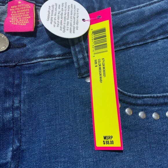 CATHERINE MALANDRINO Flare Leg Studded Denim Jeans Women's Mid Rise Size 8 - Picture 5 of 7